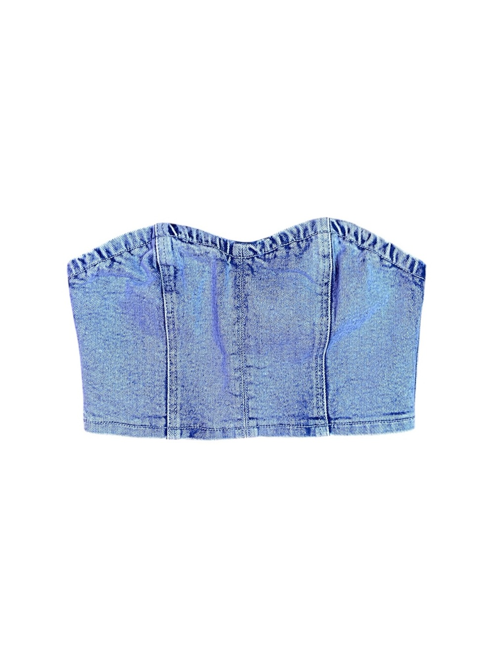 ASOS Co-ord Denim Bandeau Top Women's 6 US Blue Strapless Cropped